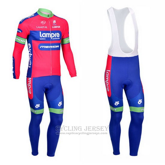 2012 Cycling Jersey Lampre Merida Pink and Sky Blue Long Sleeve and Bib Tight